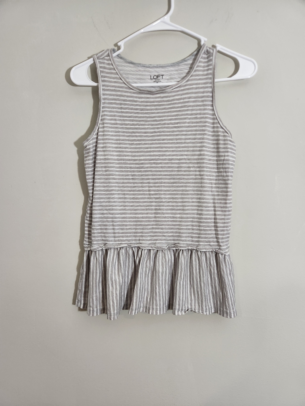 LOFT Cotton Striped Sleeveless Tank Top Neutral Feminine Summer Flirty Casual